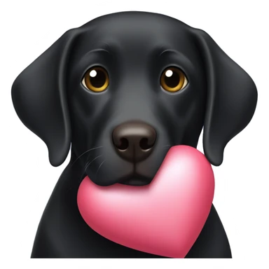 Black Labrador holding a love heart  sticker