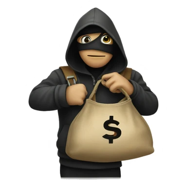 Default Robber Emoji with money bag on shouder sticker