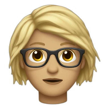 dirty blond hair, glasses sticker