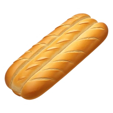 baguette bread object icon, crispy golden crust, detailed bread texture, 3D cartoon, mobile game icon style, centered, clean background, soft shadow, no text, no watermark
 sticker