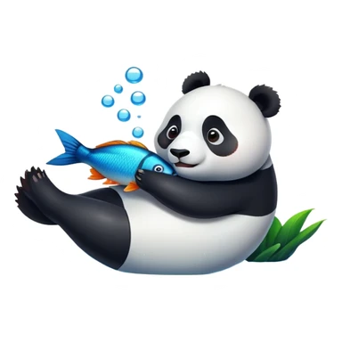 Panda hugs fainting fish sticker