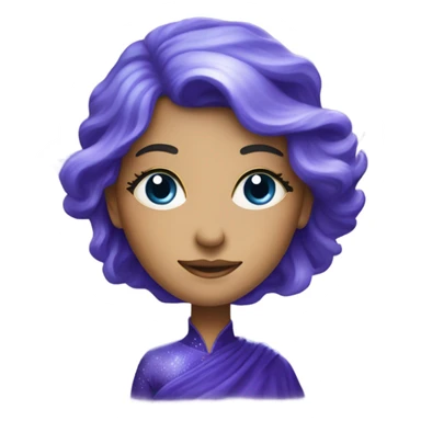 caucasian mystical woman with sparkling galaxy hair with moon and stars in purple and blue shades sticker