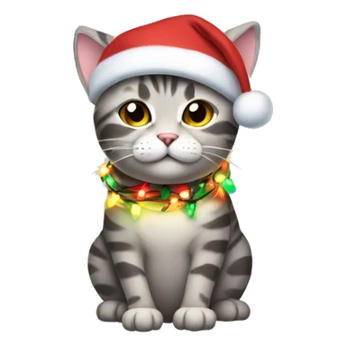 cat wrapped in christmas lights sticker