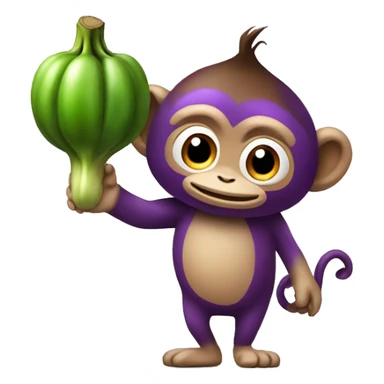 Monkey in a top hot with a big eggplant  sticker
