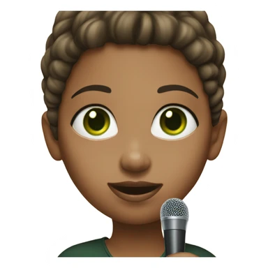 A green-eyed girl holding a microphone. sticker