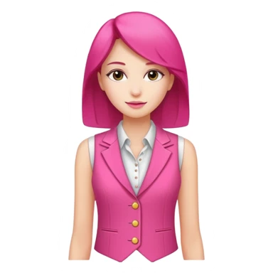 a stylish women’s vest, sleeveless, elegant and decorative design, in a bright pink color with small cute details, feminine and fancy look, no background sticker