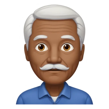 An elderly man emoji with medium-dark skin, swept-back white hair, thick eyebrows, and a short straight white mustache. sticker
