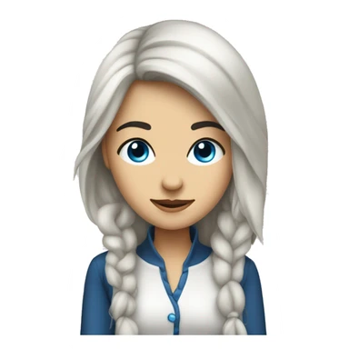 Junge Frau mit langen, schwarzen Haaren und blauen Augen sticker