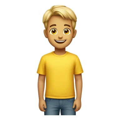 smiling boy in yellow shirt sticker