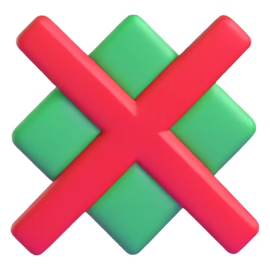 3D red X mark symbol for no sticker