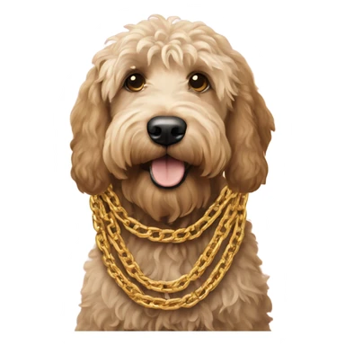 Labradoodle wearing large gold chain sticker