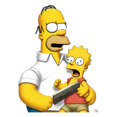 Homer Simpson losing his temper holding a 11 Bart Simpson ragdoll by it's neck sticker