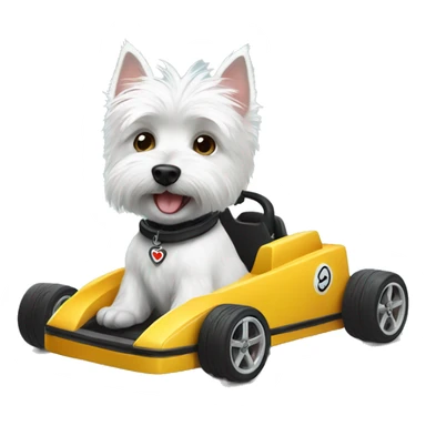Westie in a go kart sticker