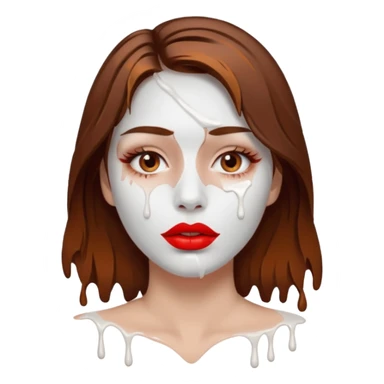 Brown Hair Woman , white paint , drip, face, hot  Sexy, lips sticker