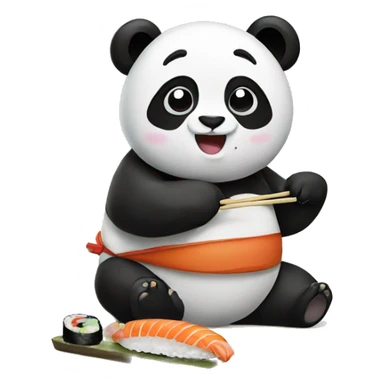 Panda eats sushi sticker