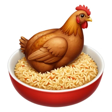 Bol rouge a bande noir vertical avec des nuggets et du riz melanger sticker