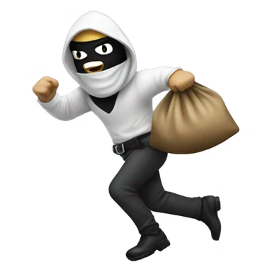 Robber running with money bag sticker