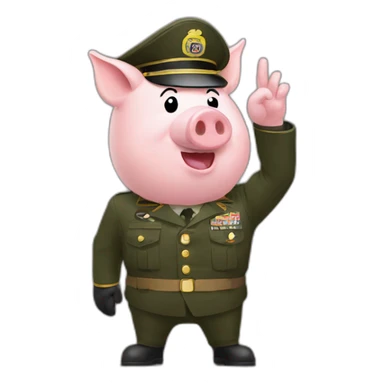 pig performs a military salute sticker