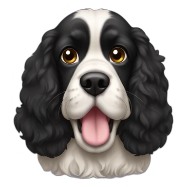 Black fat spaniel furry dog with floppy long ears sticker