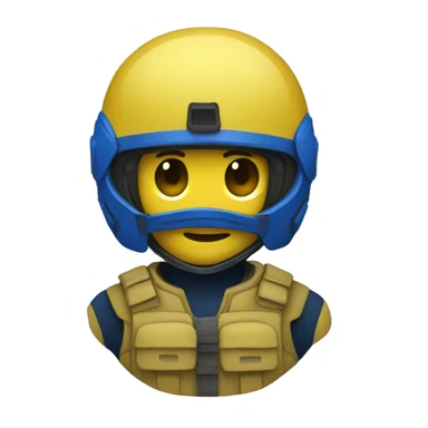 emoji yellow solider blue helmet sticker