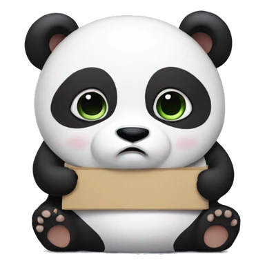 A chubby panda holding a sign that says sad sticker