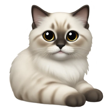 an entire birman kitten, laying down relaxed on a shoulder.  thin face, spots of dark on the ears and middle of the face. sticker