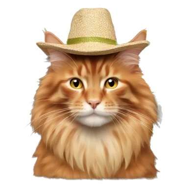 Red mainecoon cat with sunflower hat sticker