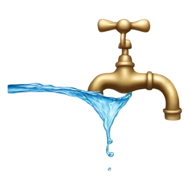 Water flowing from a faucet and a metal bow sticker