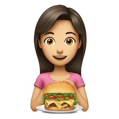 a brunette girl eating sticker