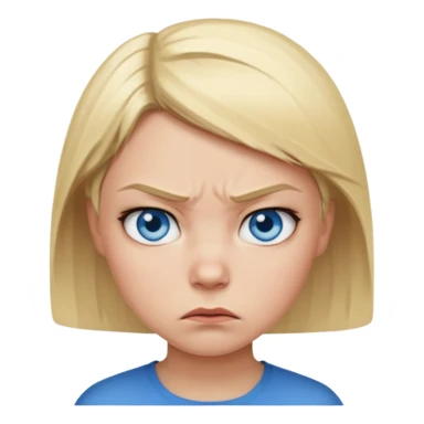 a girl blue eyes short blonde hair looking angry sticker