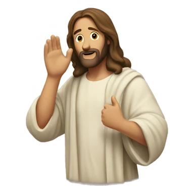 jesus listening with hand over ear sticker