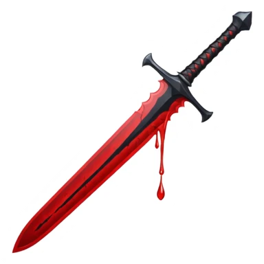 iOS sticker, dark sword, black blade, red blood drop, minimal sticker