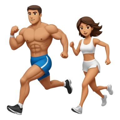 a muscular man running from his wife sticker