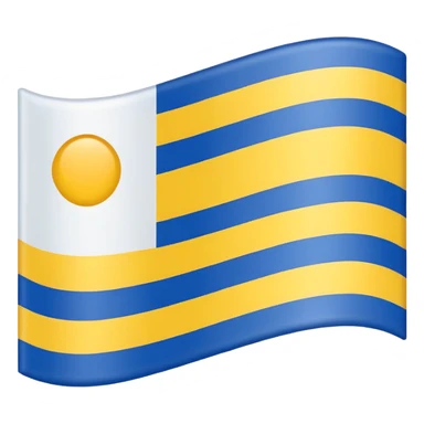 A flag with Blue on top than in the middle White and on the bottom yellow sticker