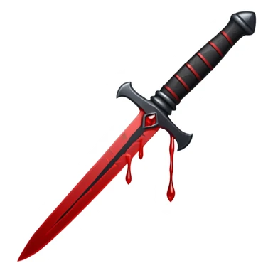 iOS emoji, dark fantasy dagger, obsidian blade, runes, blood drop, clean render, minimalism sticker