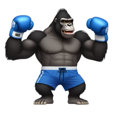 One Piece-style arched back gorilla with boxing gloves and white nike "air force one". sticker