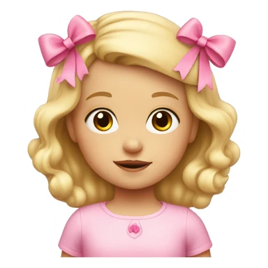 Blonde toddler girl with pink bow  sticker