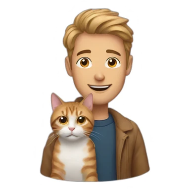 man with cat sticker