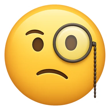 yellow face with monocle emoji, digital illustration sticker