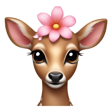 A sweet baby deer with a light pink tropical flower on the side of her her head  sticker