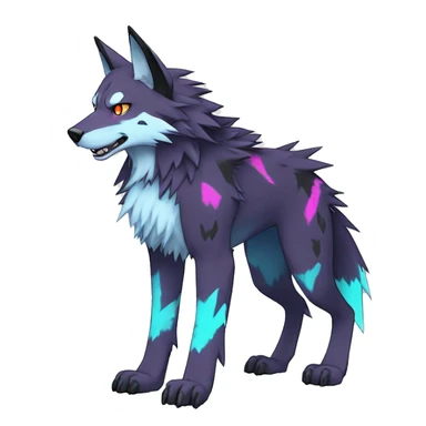  Cool Edgy Colorful Digimon-Fakemon-Wolf with edgy markings full body sticker