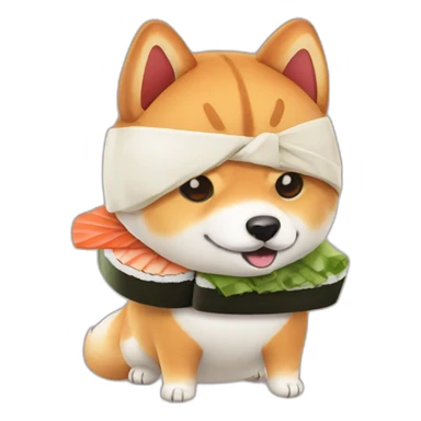 Shiba Inu dressed like a sushi roll sticker