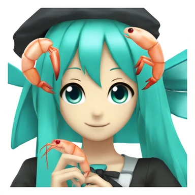 hatsune miku with a shrimp sticker