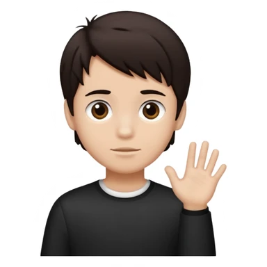 Dark brown hair, black and white skined and is a boy sticker