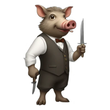 well dressed boar with knifes sticker