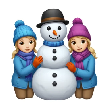 people making a snowman sticker