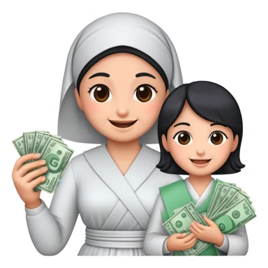 Imjoji with a smile and Sibyl and money sticker