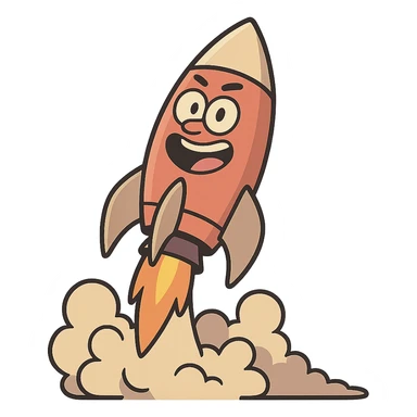 rocket ship blasting off sticker