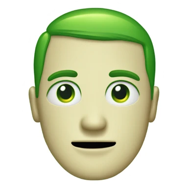 Green computer with anteannas and green face sticker