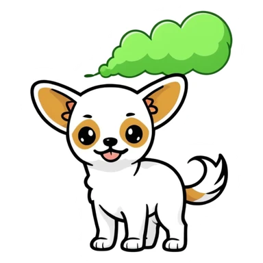 Born Chihuahua with green fart cloud coming out of butt sticker